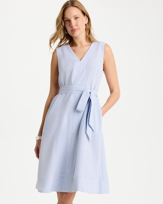 Seersucker V-Neck Sleeveless Dress | Chico's